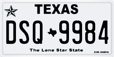 TX license plate DSQ9984