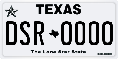 TX license plate DSR0000