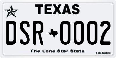 TX license plate DSR0002