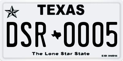 TX license plate DSR0005