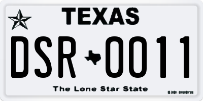TX license plate DSR0011