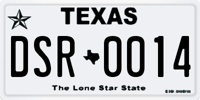 TX license plate DSR0014