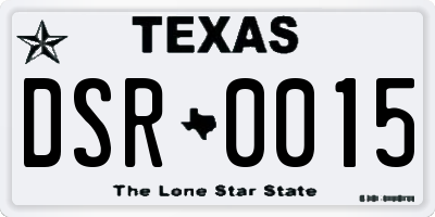 TX license plate DSR0015