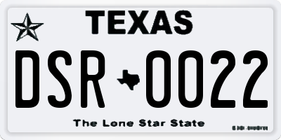 TX license plate DSR0022