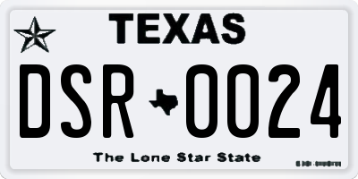 TX license plate DSR0024
