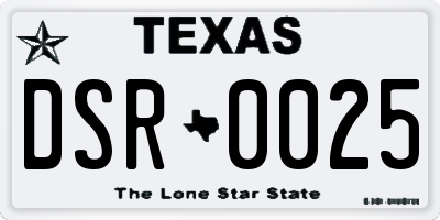 TX license plate DSR0025