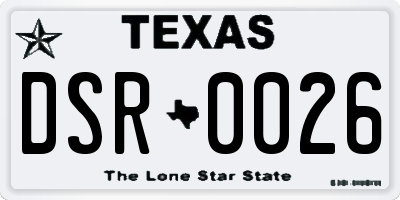TX license plate DSR0026