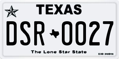 TX license plate DSR0027