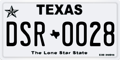 TX license plate DSR0028