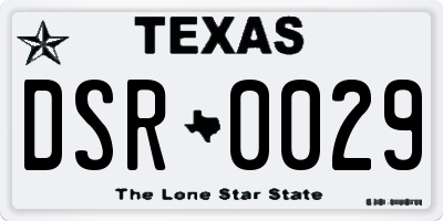 TX license plate DSR0029