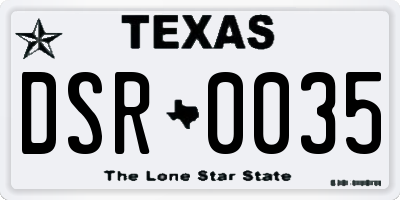 TX license plate DSR0035