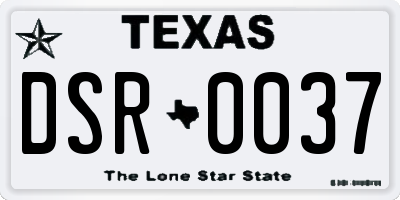 TX license plate DSR0037