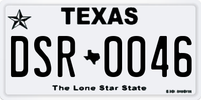 TX license plate DSR0046