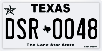 TX license plate DSR0048