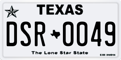 TX license plate DSR0049