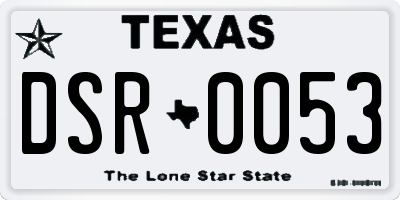 TX license plate DSR0053