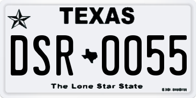 TX license plate DSR0055