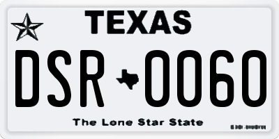 TX license plate DSR0060