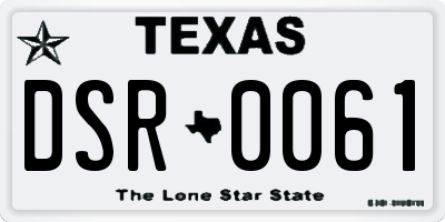 TX license plate DSR0061