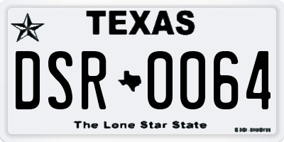 TX license plate DSR0064