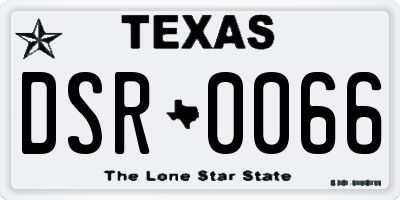 TX license plate DSR0066