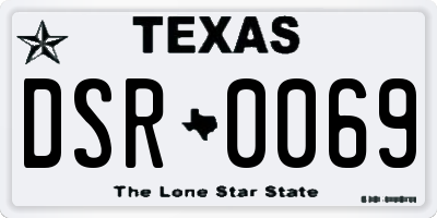 TX license plate DSR0069