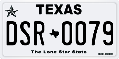 TX license plate DSR0079