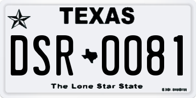 TX license plate DSR0081