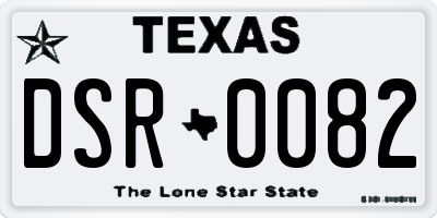 TX license plate DSR0082