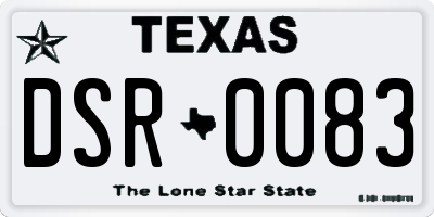 TX license plate DSR0083