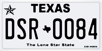 TX license plate DSR0084