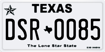 TX license plate DSR0085