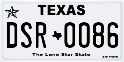 TX license plate DSR0086