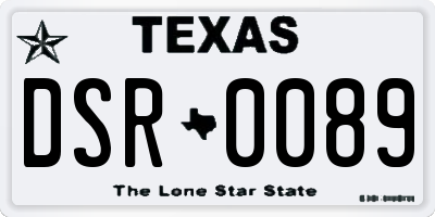 TX license plate DSR0089