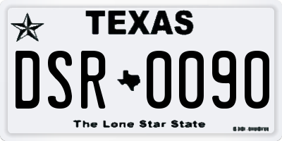 TX license plate DSR0090