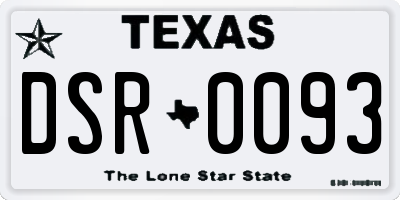 TX license plate DSR0093