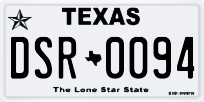 TX license plate DSR0094
