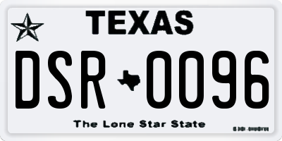 TX license plate DSR0096