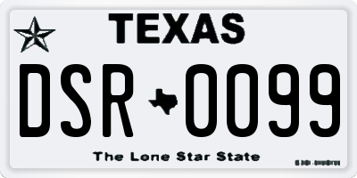 TX license plate DSR0099
