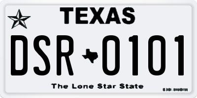TX license plate DSR0101