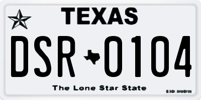 TX license plate DSR0104