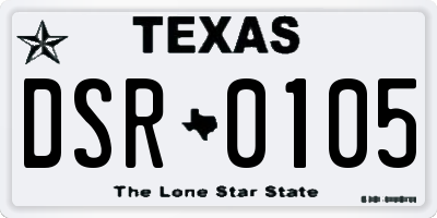 TX license plate DSR0105
