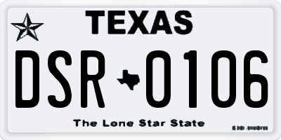 TX license plate DSR0106