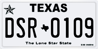 TX license plate DSR0109