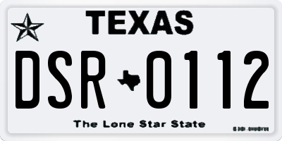 TX license plate DSR0112