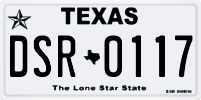 TX license plate DSR0117