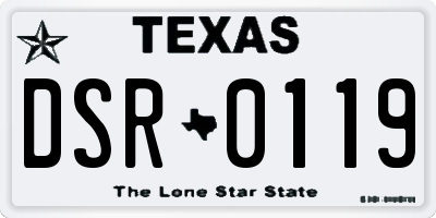 TX license plate DSR0119