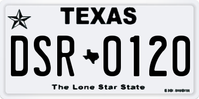 TX license plate DSR0120