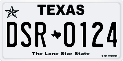 TX license plate DSR0124