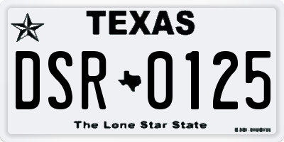 TX license plate DSR0125